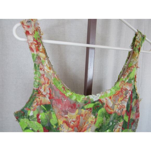 Tracy Reese Size 6 Deconstructed Froth Dress Pink Green Floral Lace Artsy Tank - Picture 4 of 13